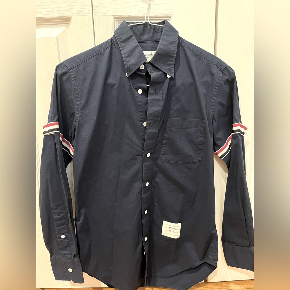 Thom Brown Navy Oxford Button Down